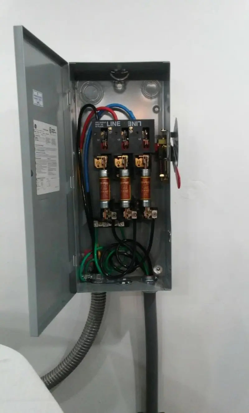 Three-phase disconnect switch installed for Smoke Detector Installation in Laguna Beach